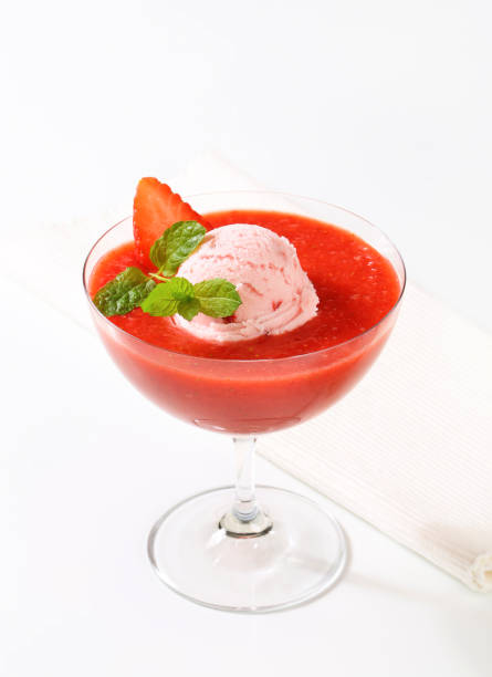 istock Ice cream with strawberry puree 682212504