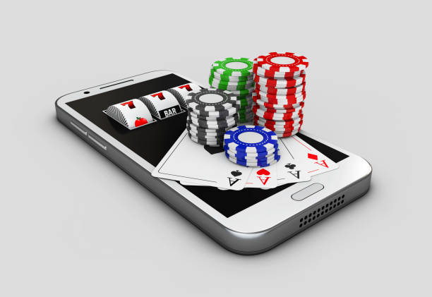 istock Mobile phone and chips, Online casino concept. 3d Illustration 682216476