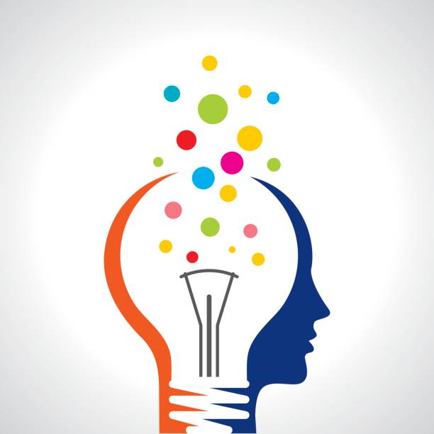 идея решения лампы человека человек голову мозга концепции иллюстрации искусства - inspiration light bulb motivation lighting equipment stock illustrations