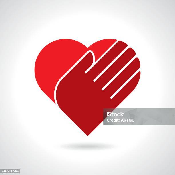 Heart In Hands On A White Background Color Symbol Stock Illustration - Download Image Now - Blood Donation, Blood, Blood Bag