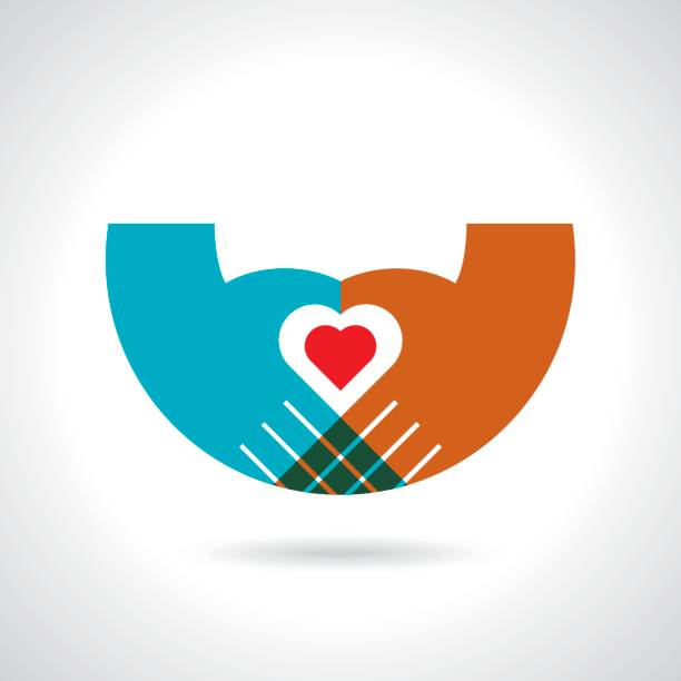 ilustrações de stock, clip art, desenhos animados e ícones de heart in hands on a white background. color symbol - white background support assistance safety