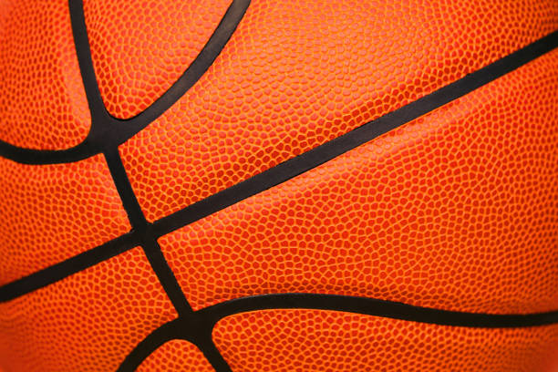 Close up of leather basketball background textured