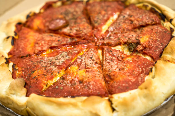 Chicago Style Deep Dish Pizza stock photo