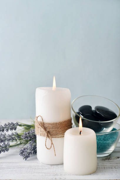 istock Candles with lavender flowers 682257974