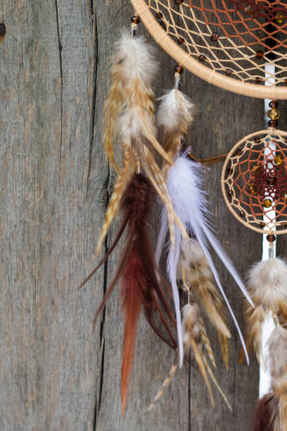 istock Dreamcatcher made of feathers, leather, beads, and ropes 682264558