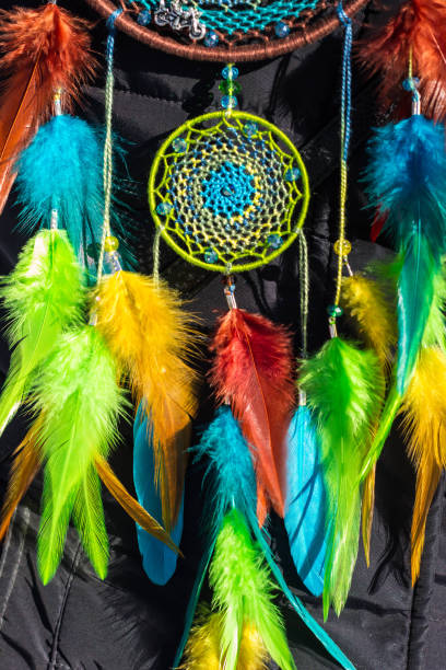 istock Dreamcatcher made of feathers, leather, beads, and ropes 682264668