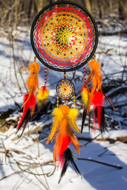 istock Dreamcatcher made of feathers, leather, beads, and ropes 682264702