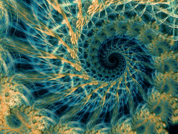 istock Abstract illustration of a fractal spiral pattern on black background 682275176