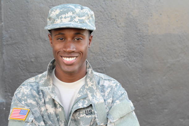 istock Proud army soldier smiling close up 682278598