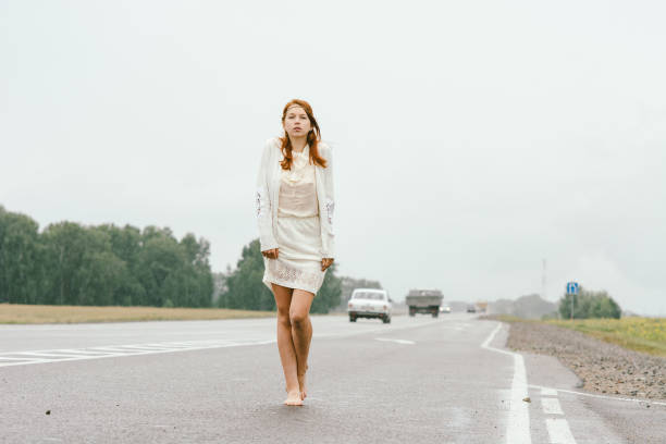 self-confident woman looking away in the street