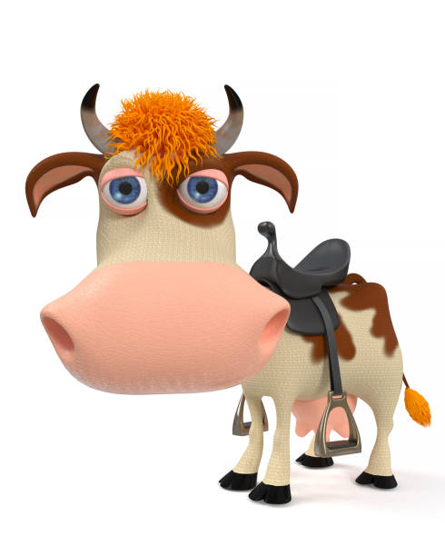 istock 3d illustration of a cow with a saddle 682282458