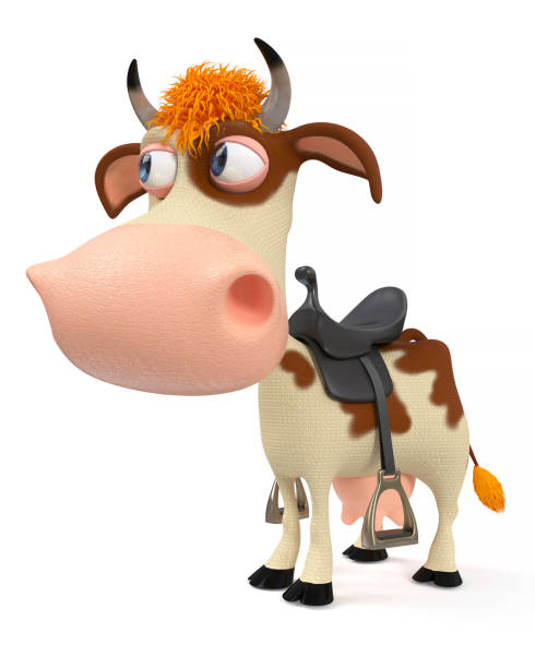 istock 3d illustration of a cow with a saddle 682282880