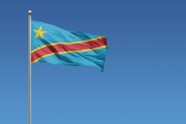 флаг демократической республики конго - congolese flag стоковые фото и изображения