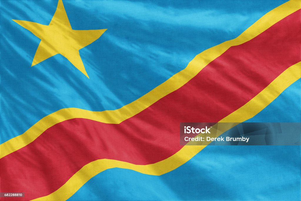 Flag of the Democratic Republic of the Congo Flag of Democratic Republic of the Congo full frame close-up Arts Culture and Entertainment Stock Photo