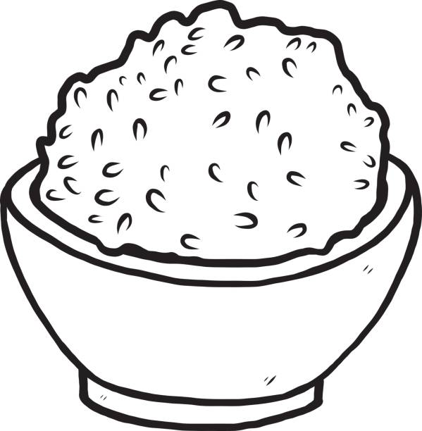 Rice Bowl Stock Illustration - Download Image Now - Art, Black And White,  Black Color - iStock