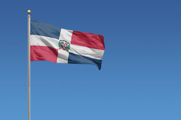 bandeira da república dominicana - dominican flag - fotografias e filmes do acervo