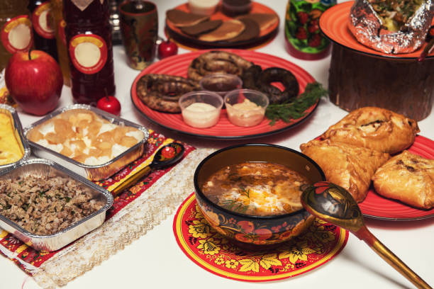 istock Russian table with food 682295804