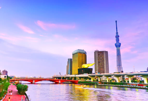 istock Tokyo skyline along the river at dusk. 682299304