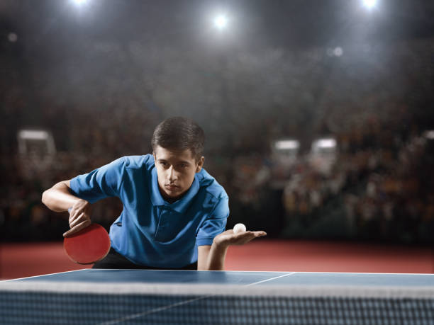 istock Young ping pong player playing table tennis game 682299678
