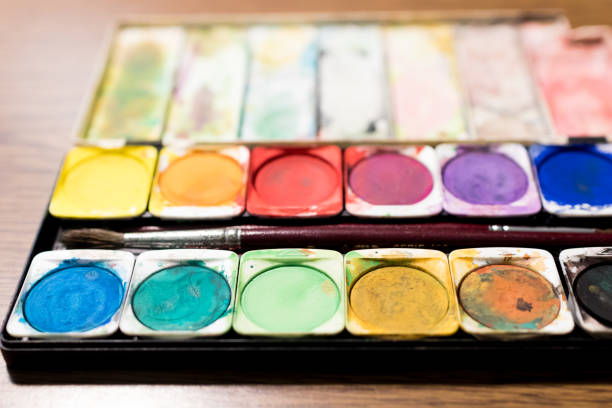istock Box of watercolors with brush. 682305668