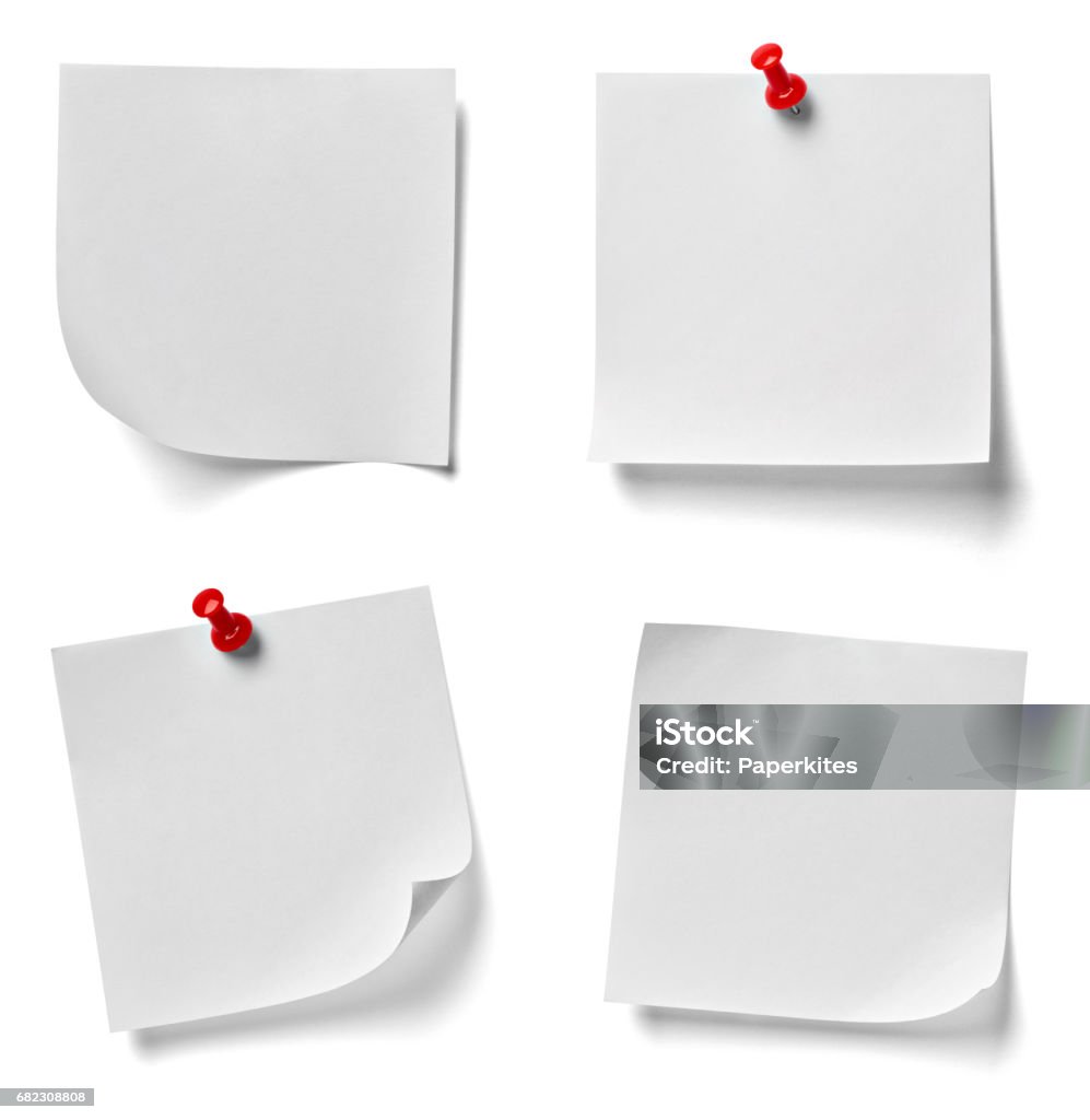 Note Paper Push Pin Message Stock Photo - Download Image Now - Blank ...