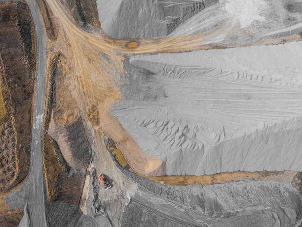 istock Aerial view over the building materials processing factory. Sand mine. View from above. 682311784