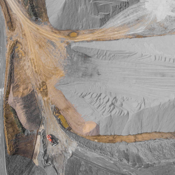 istock Aerial view over the building materials processing factory. Sand mine. View from above. 682311790