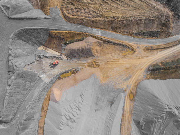 istock Aerial view over the building materials processing factory. Sand mine. View from above. 682311818