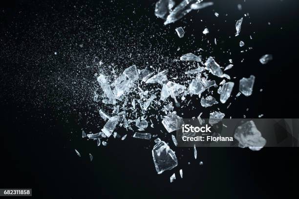 Sharp Broken Crystals Stock Photo - Download Image Now - Shattered Glass, Ice, Black Background