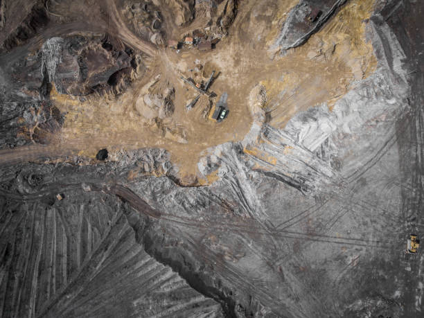 istock Aerial view over the building materials processing factory. Sand mine. View from above. 682311882