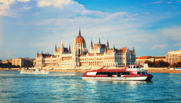 istock Parliament building in Budapest, Hungary on a bright sunny day, toned image 682312186