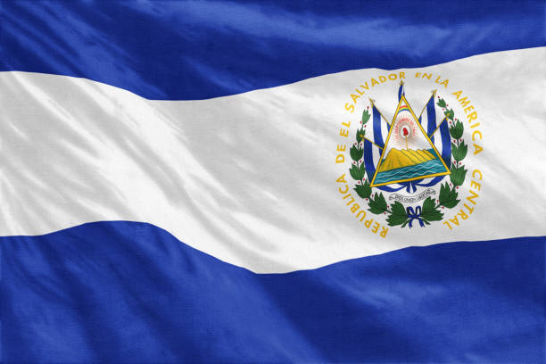 Flag of El Salvador full frame close-up