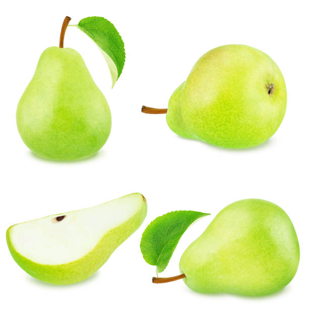 istock Set of green pear fruits 682318658