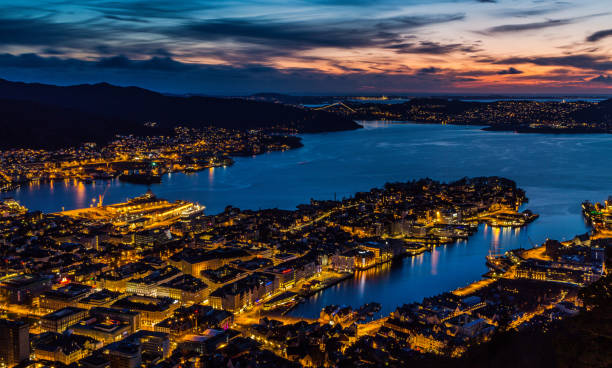istock Bergen port at night 682325704