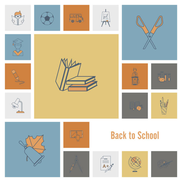 School and Education Icons vector art illustration