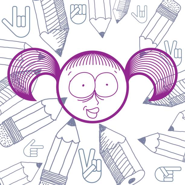istock Vector hand drawn cartoon happy smiling girl with modern haircut. Education theme graphic design elements isolated. Social conversation idea drawing. 682329326