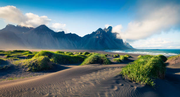 istock Black sand dunes on the Stokksnes headland 682332188