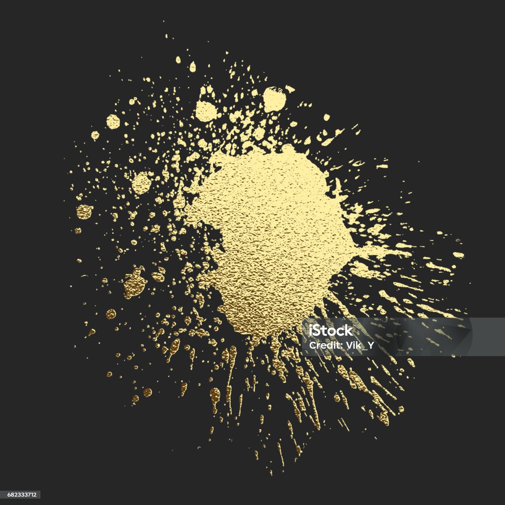 Gold acrylic paint on the black background. Vector illustration Gold acrylic paint on the black background. Vector illustration EPS10 Gold - Metal stock vector