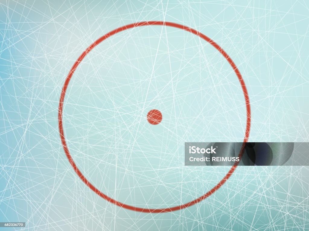 Circle on hockey rink Vector illustration of red circle on ice skating rink from above. High Angle View stock vector