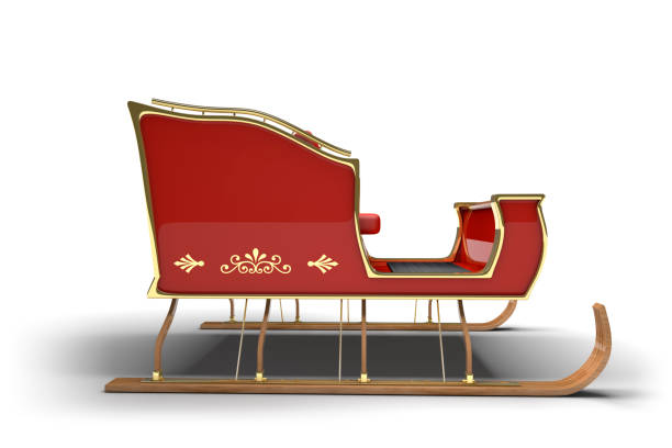 Santa Claus Christmas Sleigh White Background Santa Claus sleigh on a white background with clipping path. santa sleigh cutout stock pictures, royalty-free photos & images