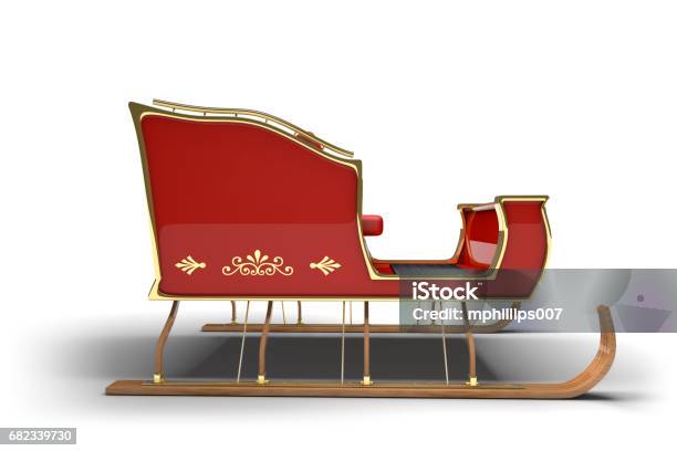 Santa Claus Christmas Sleigh White Background Stock Photo - Download Image Now - Animal Sleigh, Santa Claus, Sled