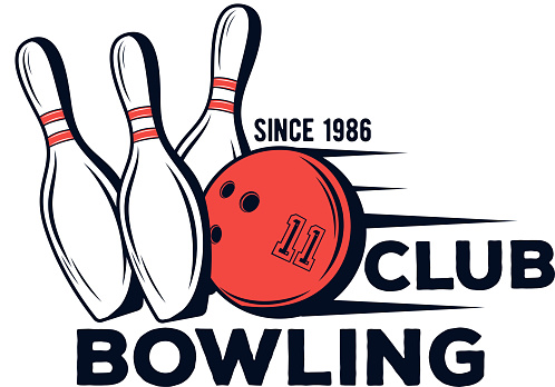 Vector bowling club icon for print, design, internet on white background