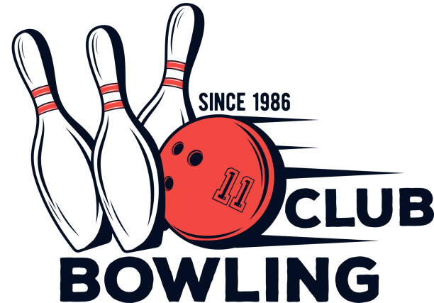 Vector bowling club icon for print, design, internet on white background Vector bowling club icon for print, design, internet on white background bowling ball stock illustrations