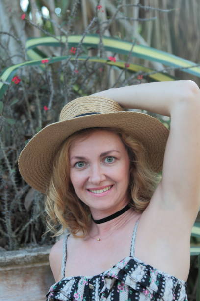 istock Woman in a tropical park. 682349204