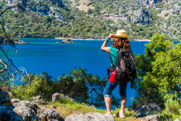 Celopatra bath from Gocek Bay. Fethiye / Turkey. Cleopatra bath, beach, sea, Göcek, Fethiye, Turkey -  middle east stonewall creek stock pictures, royalty-free photos & images