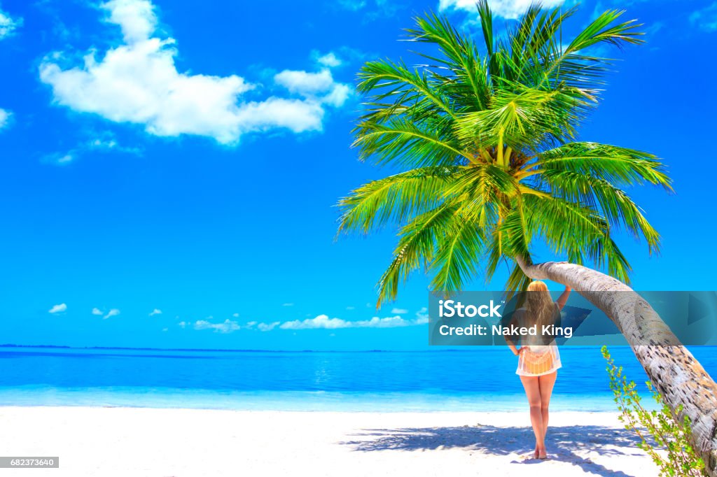 Dreamscape Escape con ragazza di bellezza alle Maldive - Foto stock royalty-free di Adulto