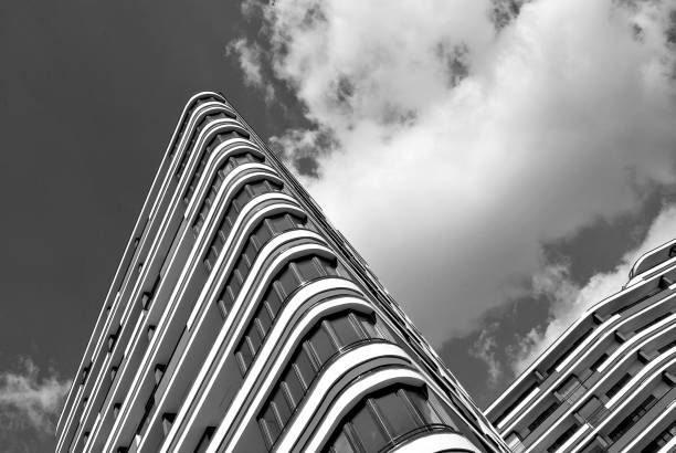 istock Modern, Luxury Apartment Building. Black and white 682374158