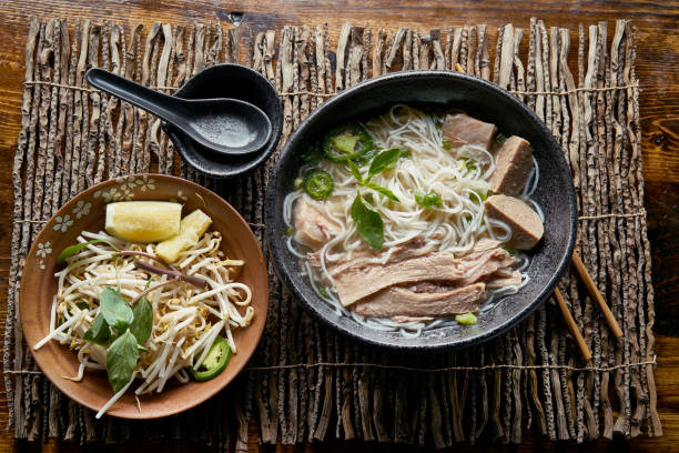 istock vietnamese pho with beef brisket in flat lay composition 682377616