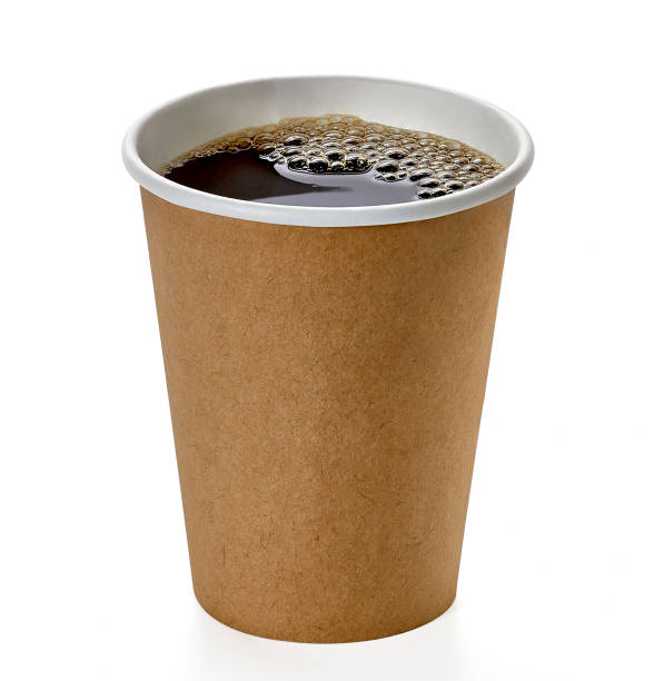 copo de café takeaway com trajeto de grampeamento - coffee cup cup disposable cup take out food - fotografias e filmes do acervo