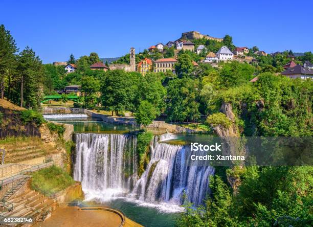 Jajce Town And Pliva Waterfall Bosnia And Herzegovina Stock Photo - Download Image Now